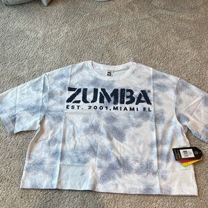 Zumba Wear Denim Collection-Blue Jean Oversized Boxy Crop Top NWT